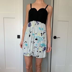Black and sky blue corset Greyson cocktail dress
